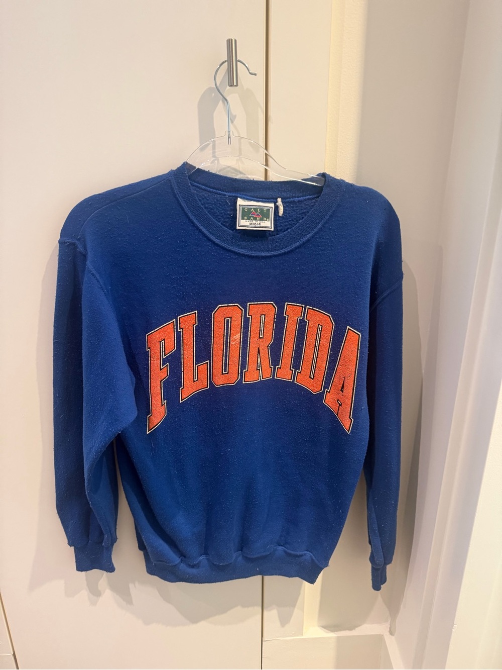 Vintage Blue Crewneck Sweatshirt with Orange FLORIDA Arch